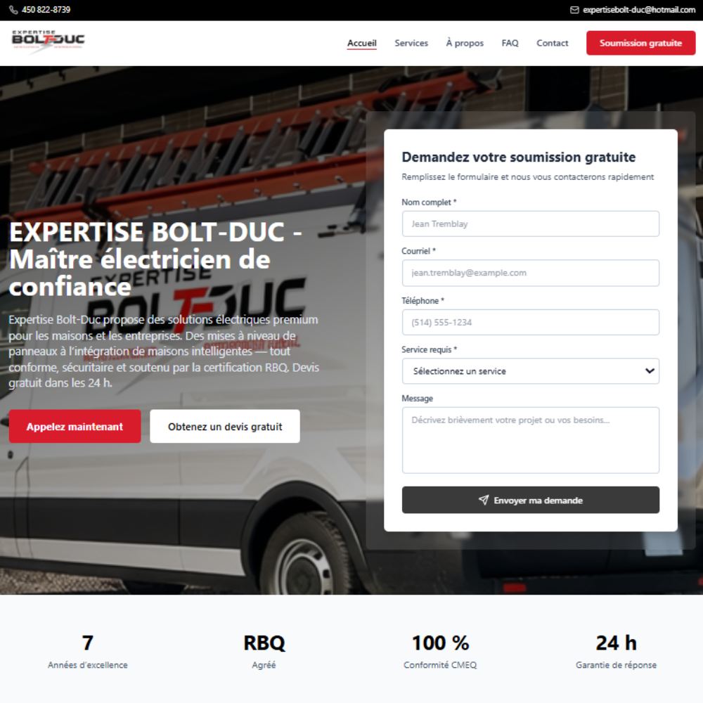 Un site montrant un bouton 'Réserver' avec animation de téléphone qui sonne
