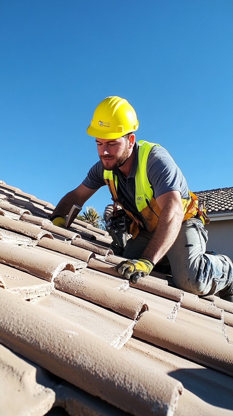 Couvreur installant des bardeaux sur un toit