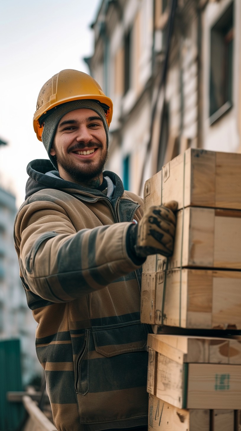 Ouvrier installant du vinyle sur une maison