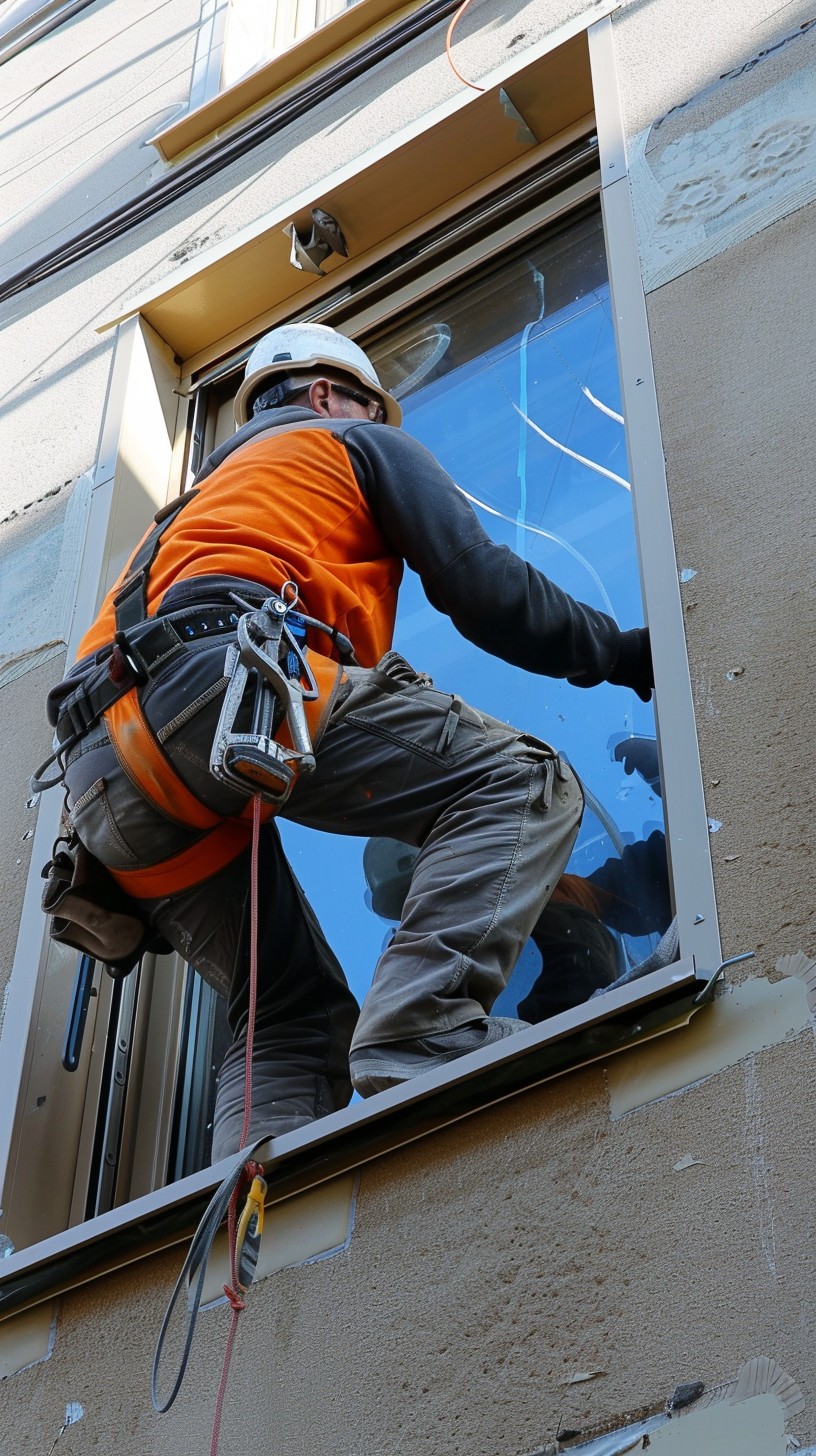 Installateur remplaçant une fenêtre